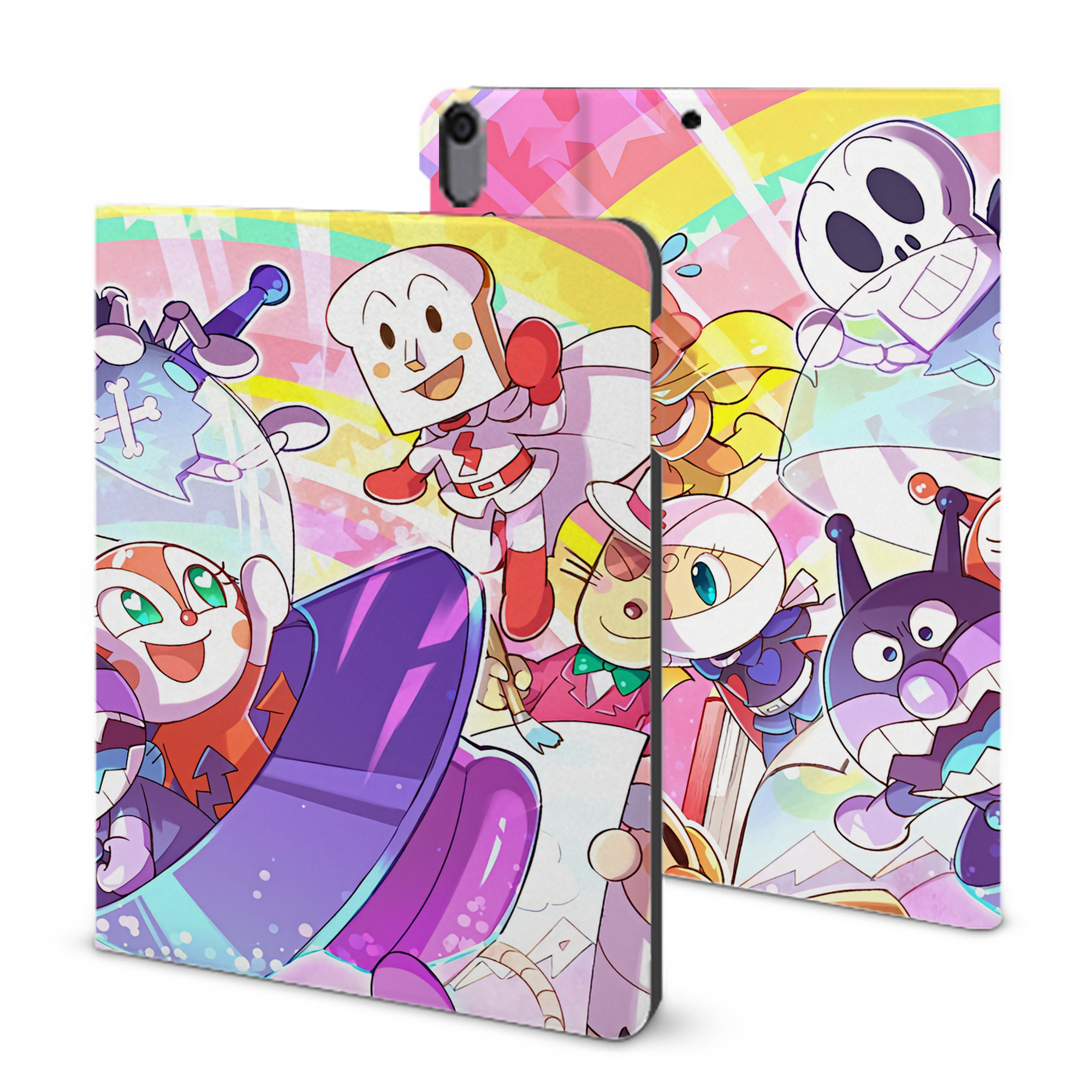 （画像用） アンパンマン Anpanman IPad ケース ブック型 PUレザー TPU 耐衝撃 軽量 薄型 ペン収納なし 全面保護 IPad 各モデル対応